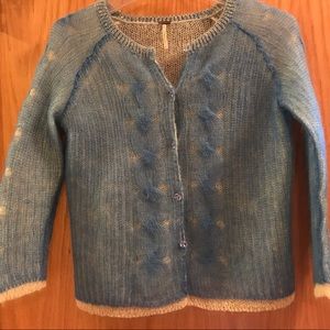 Free people mohair blue gem button cardigan Large
